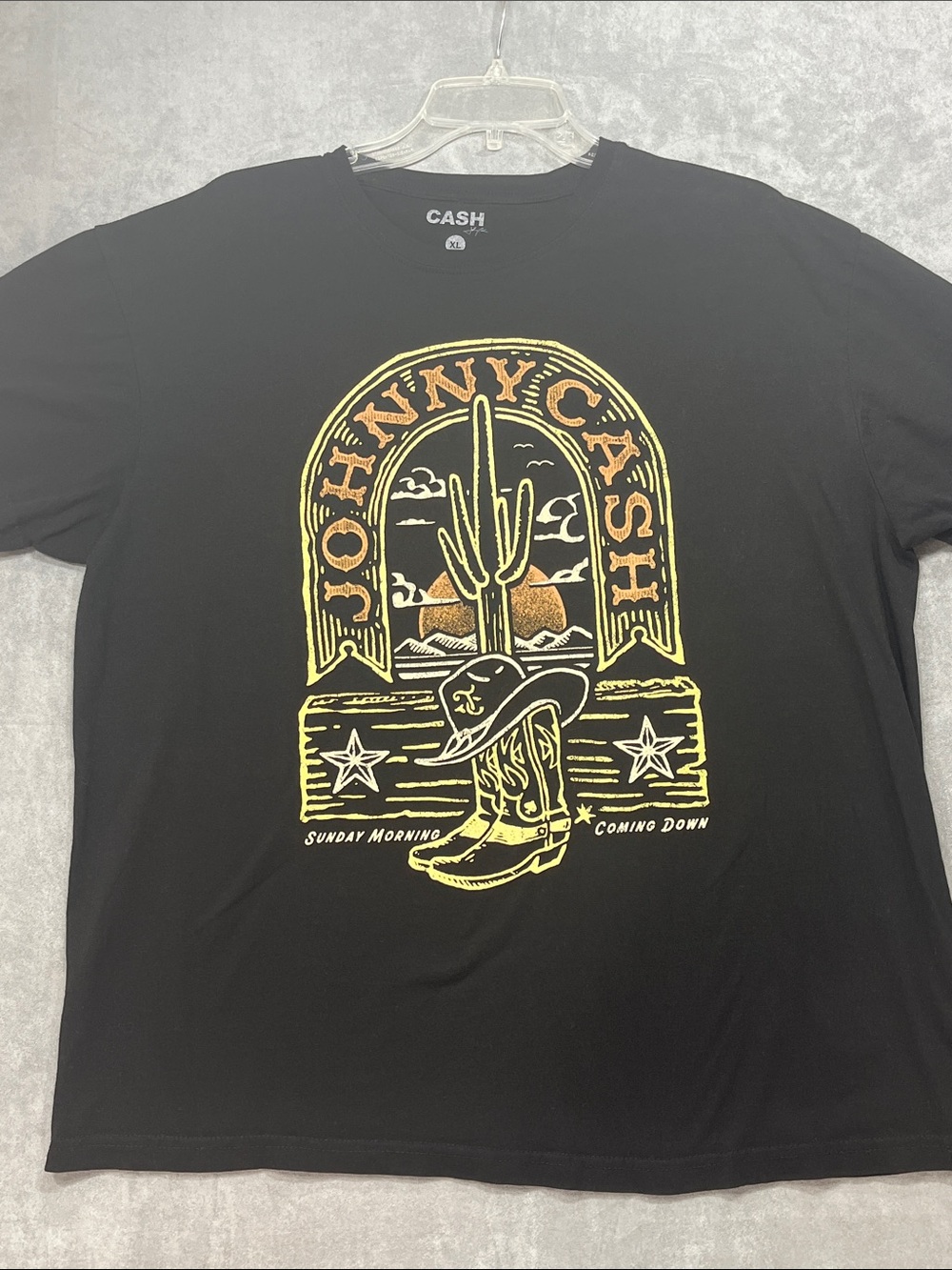 Johnny Cash Sunday Morning Coming Down Western Graphic T-Shirt Black XL